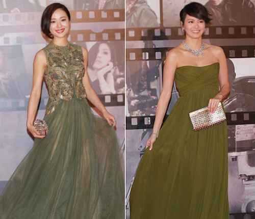 HKFA Jiang Yiyan in Basil Soda and Gigi Leung in Gucci dress
